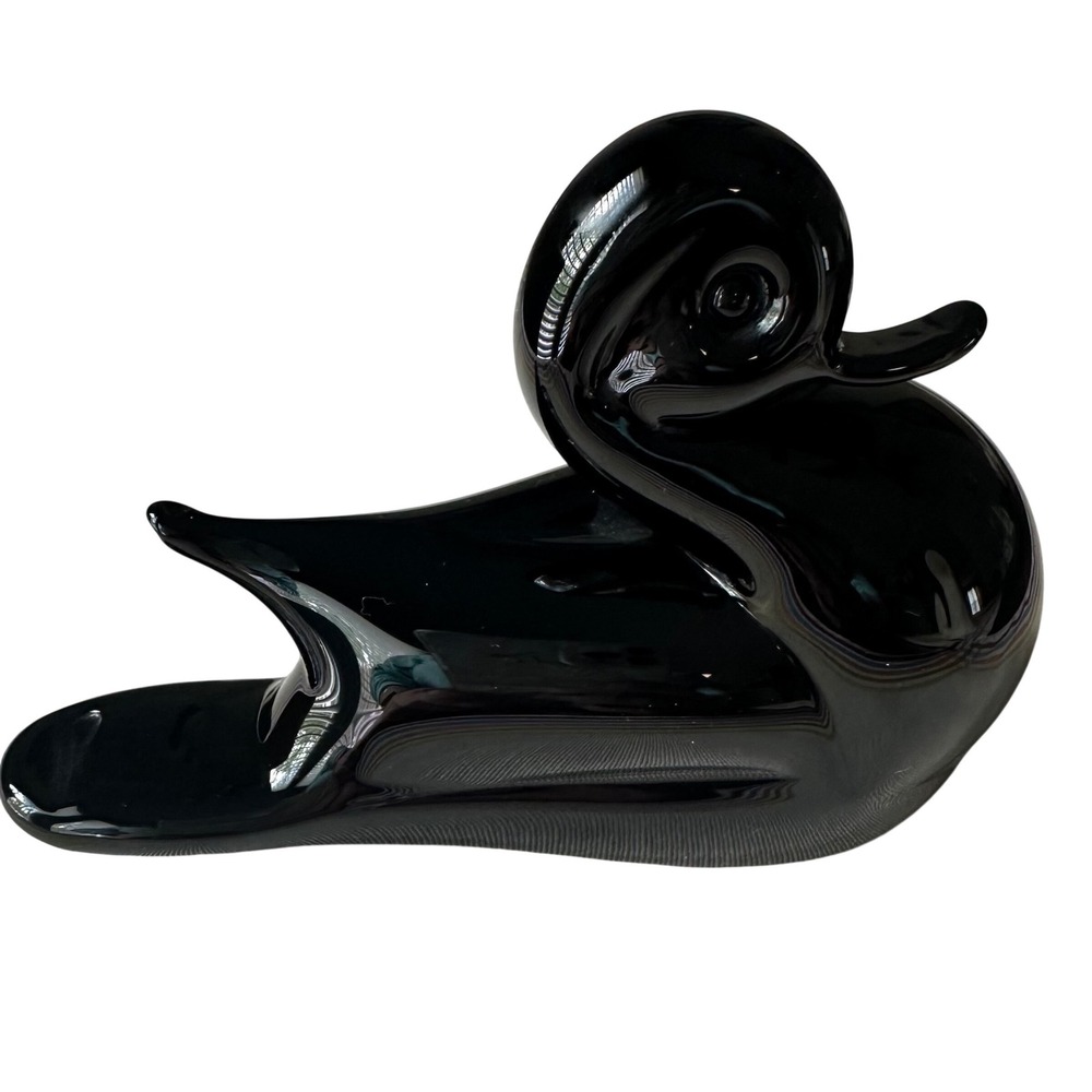 VTG V. Nason & C Murano Italy Black Glass Duck Figurine Mid-Century Modern Art